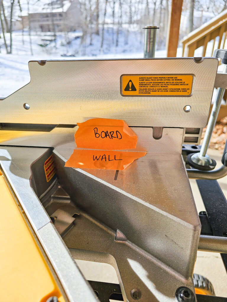 miter saw labeled for cove molding